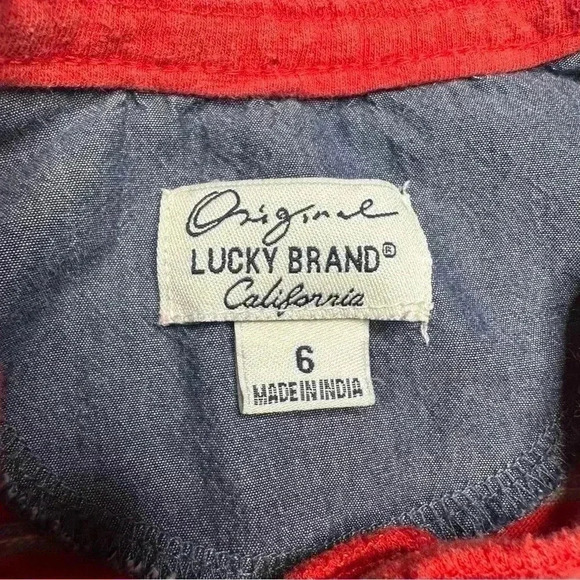 Lucky Brand T-Shirt Red & Grey Striped Size  6 - Picture 6 of 16